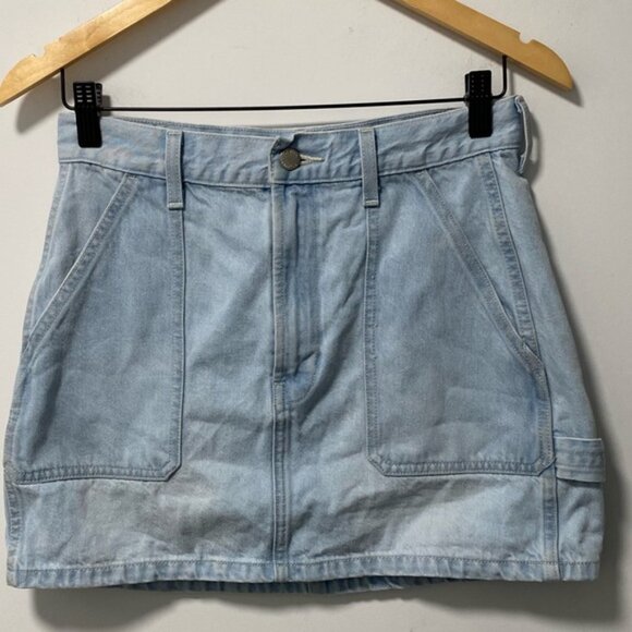 Aritzia Denim Forum The 90’s Utility Mini Skirt Light Blue Size 27 — 100% Cotton - Picture 6 of 12